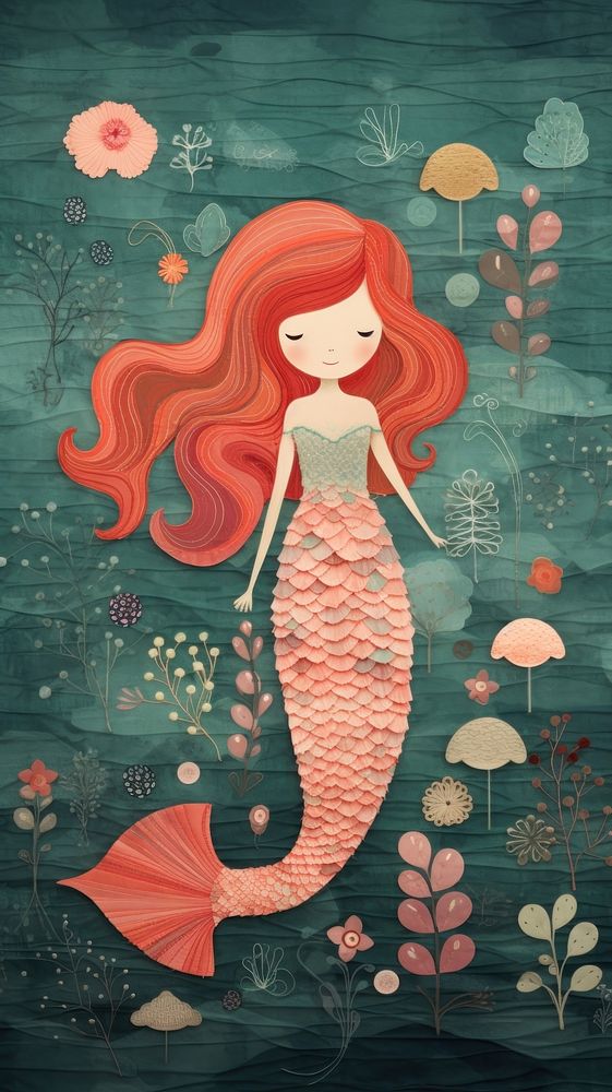 Cute mermaid pattern art representation.
