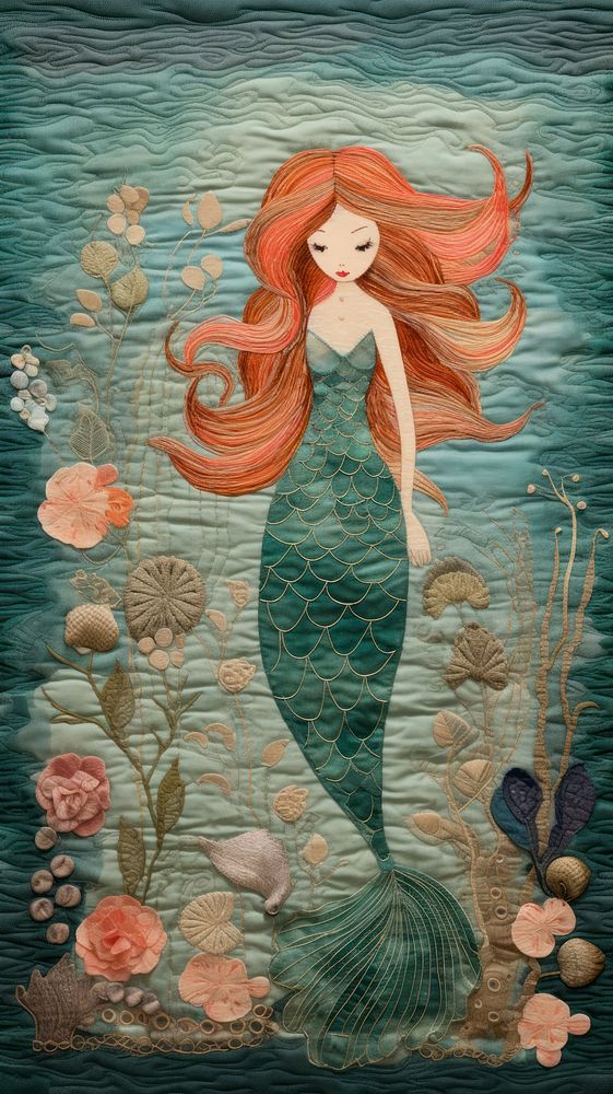Cute mermaid painting pattern adult.