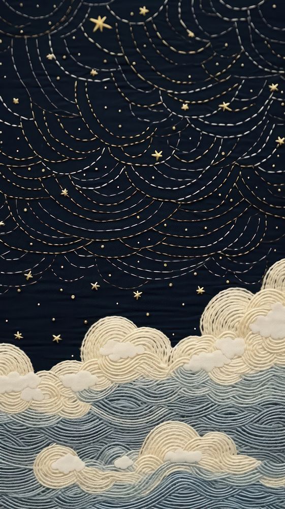 Embroidery of sky constellation tranquility backgrounds.