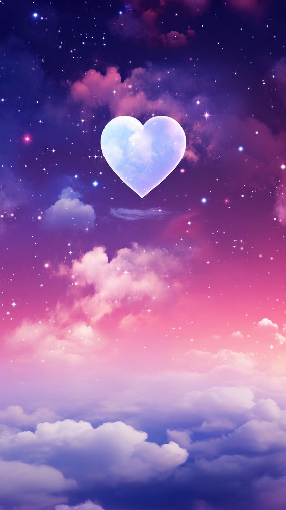 Fantasy evening sky background with heart shaped clouds backgrounds astronomy outdoors.