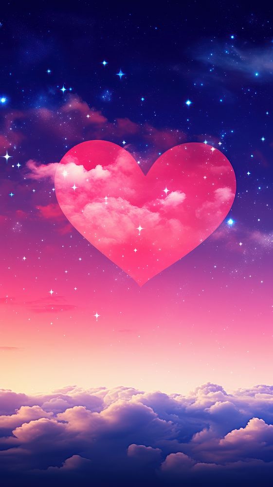 Fantasy evening sky background with heart shaped clouds astronomy outdoors nature.