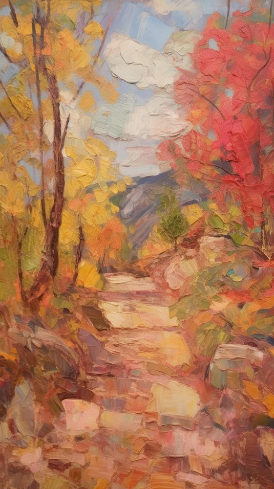 Autumn path painting canvas art.