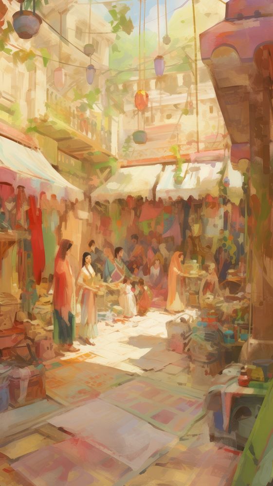 Marketplace in france painting wedding indoors.