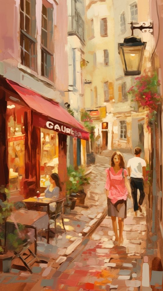 Night town in france painting neighborhood accessories.
