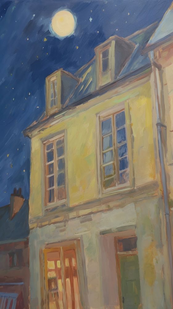 Night sky in france painting architecture building.