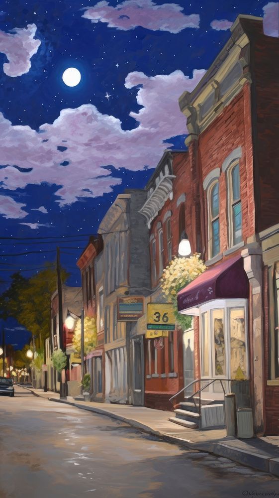 Painting night town transportation.