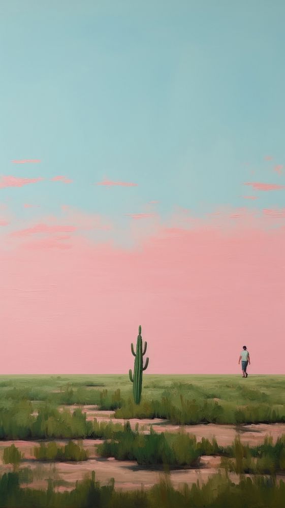  Cactus field outdoors horizon nature. AI generated Image by rawpixel.