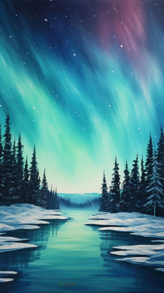  Northern Lights landscape outdoors nature. AI generated Image by rawpixel.