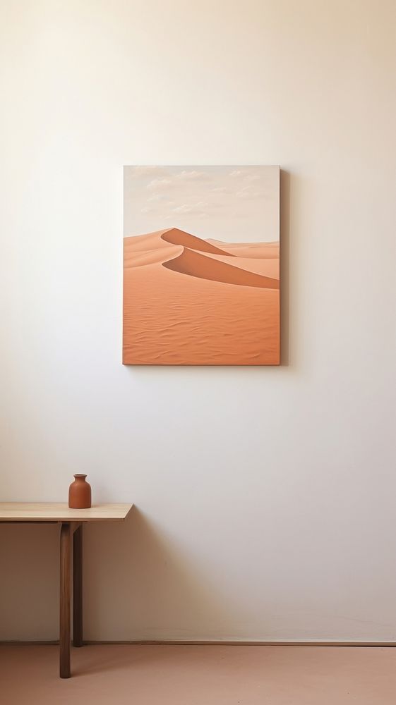  Sahara Desert painting plywood desert. AI generated Image by rawpixel.