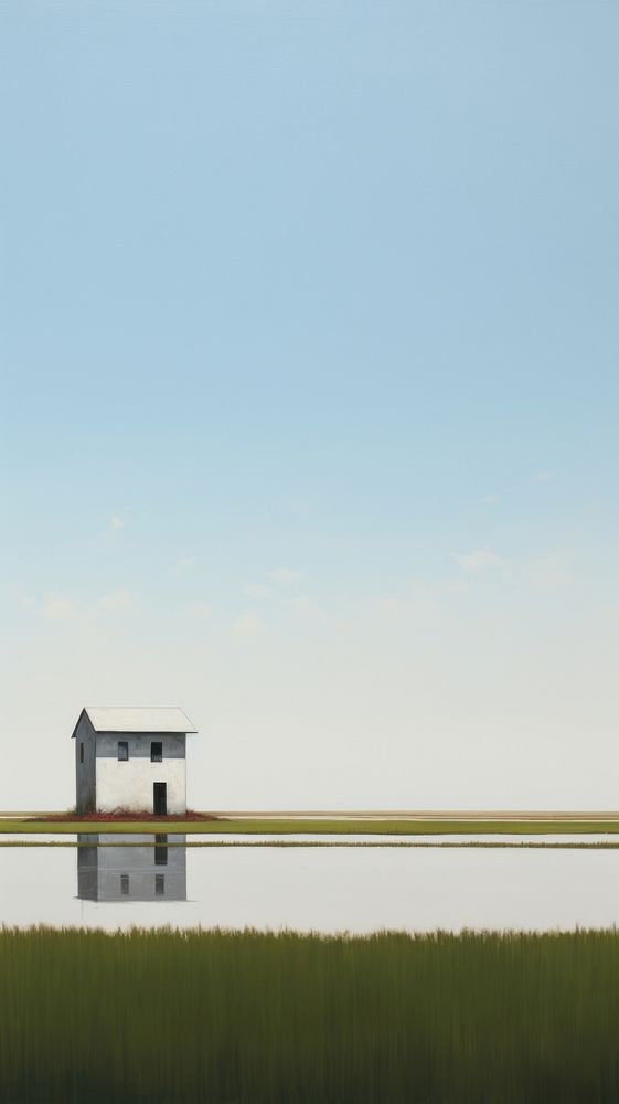  Rice field architecture outdoors horizon. AI generated Image by rawpixel.