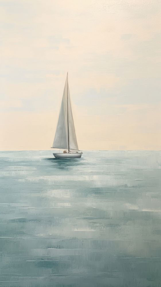  Sailboat in ocean painting watercraft outdoors. AI generated Image by rawpixel.
