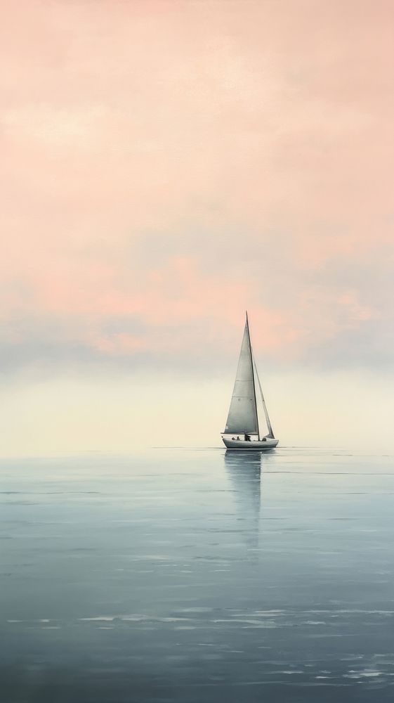  Sailboat in ocean watercraft outdoors horizon. AI generated Image by rawpixel.