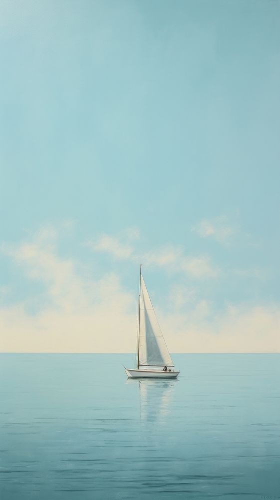  Sailboat in ocean watercraft outdoors horizon. AI generated Image by rawpixel.