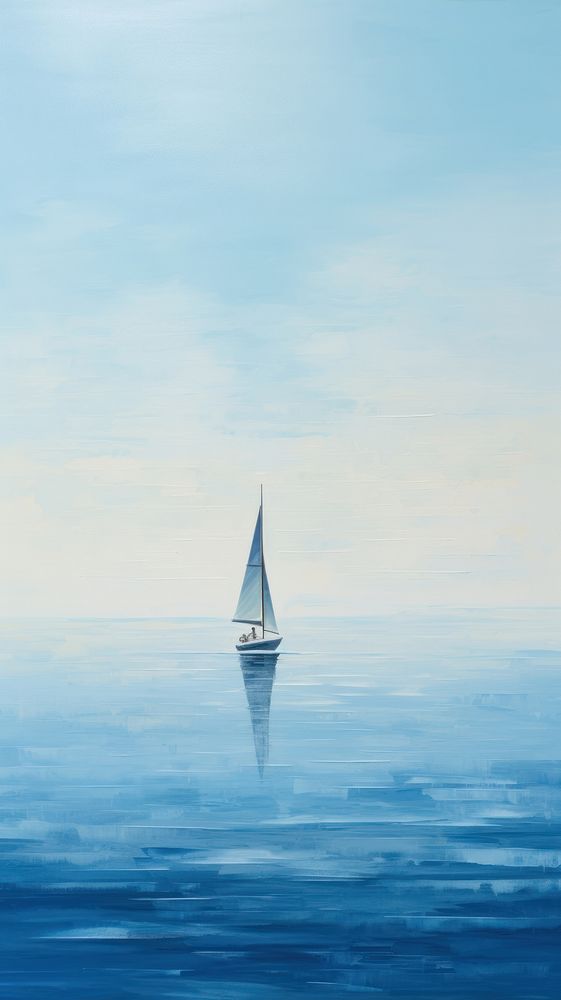  Sailboat in ocean watercraft painting outdoors. AI generated Image by rawpixel.