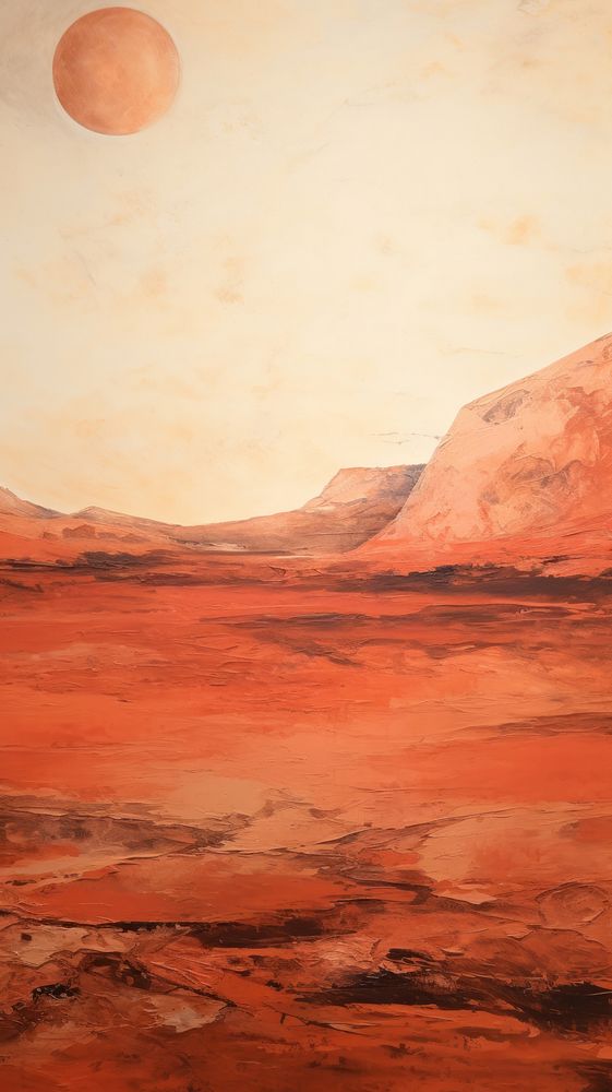  Mars painting mountain nature. AI generated Image by rawpixel.