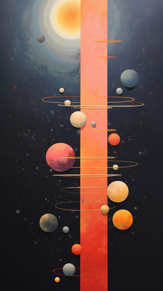  Solar System painting astronomy space. AI generated Image by rawpixel.