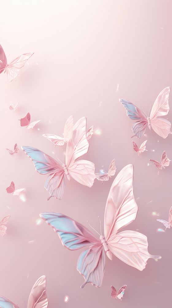 Minimal butterflies pink wallpaper petal | Free Photo Illustration ...