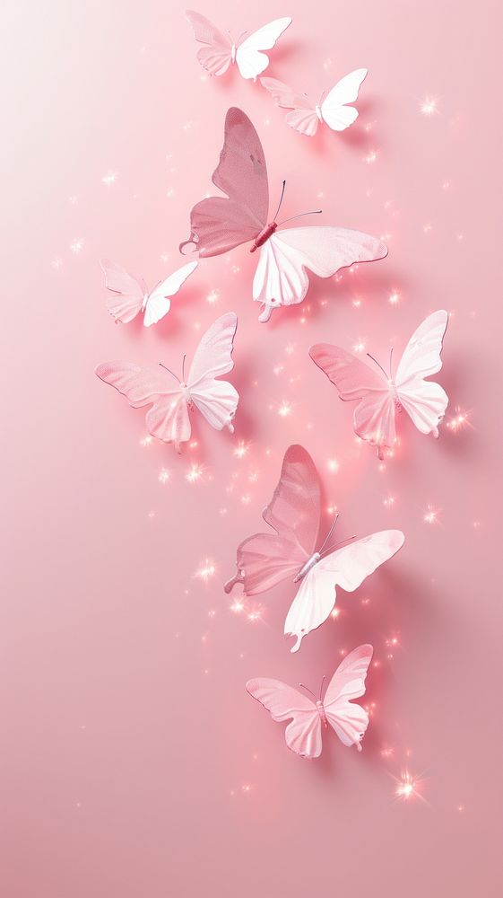 Minimal butterflies pink wallpaper petal | Free Photo Illustration ...