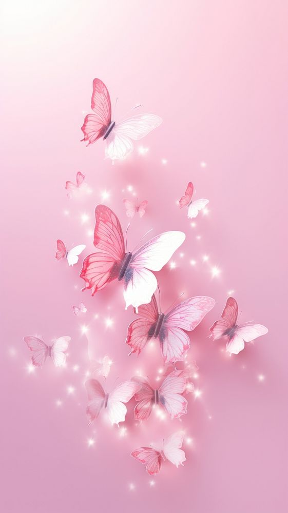 Minimal butterflies pink wallpaper flower petal plant.
