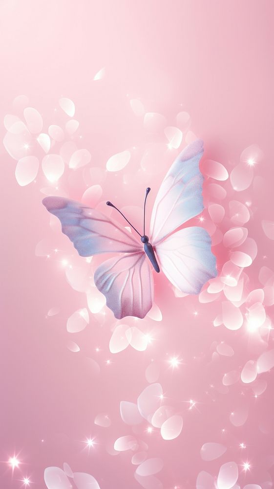 Minimal butterfly pink dreamy wallpaper outdoors nature flower.