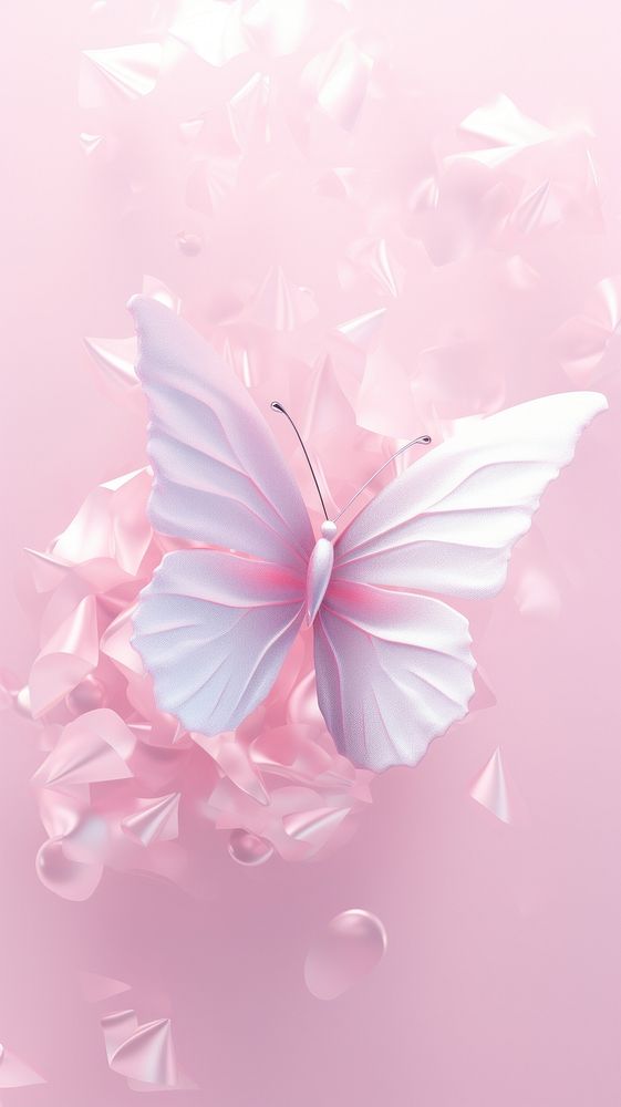 Minimal butterfly pink dreamy wallpaper flower petal plant.