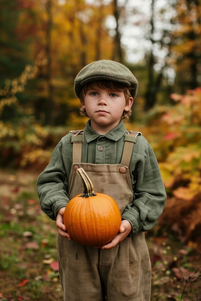 A kid holding halloween pumpkin child jack-o'-lantern celebration.