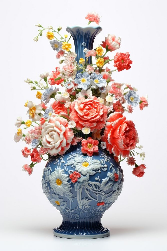  Floral vase porcelain pattern flower. AI generated Image by rawpixel.