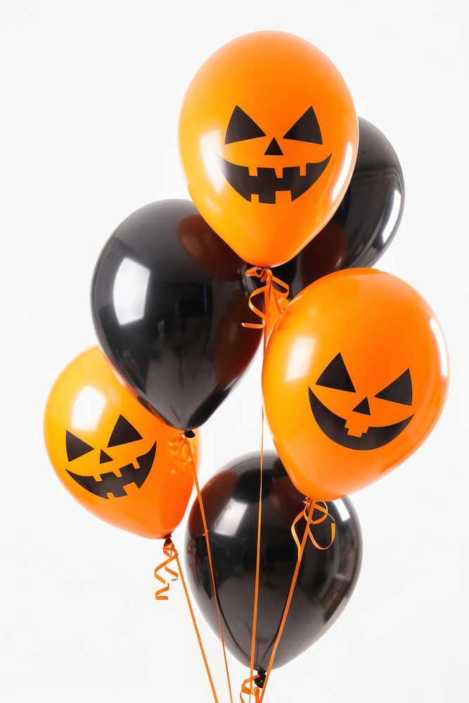 Halloween balloons jack-o'-lantern anthropomorphic celebration.