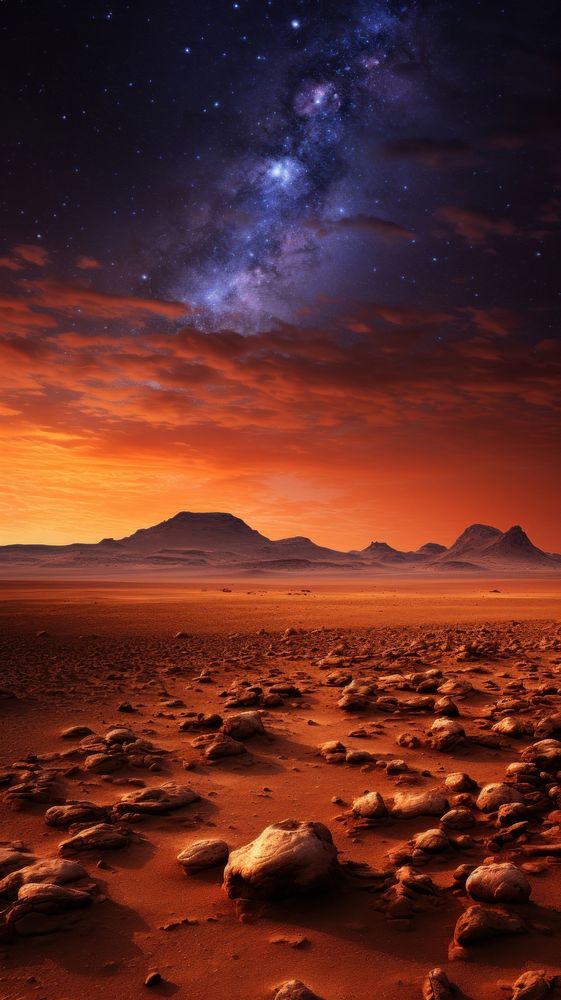 Mars and Milky Way landscape outdoors nature.