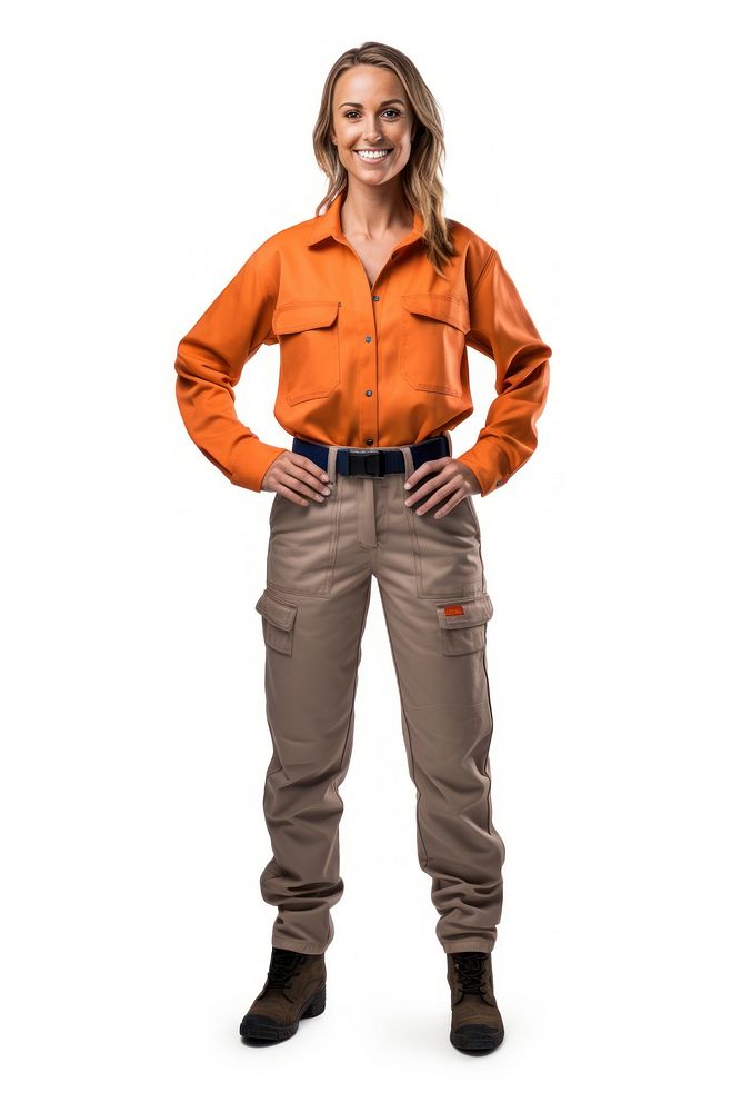 A construction worker standing sleeve white background. AI generated Image by rawpixel.