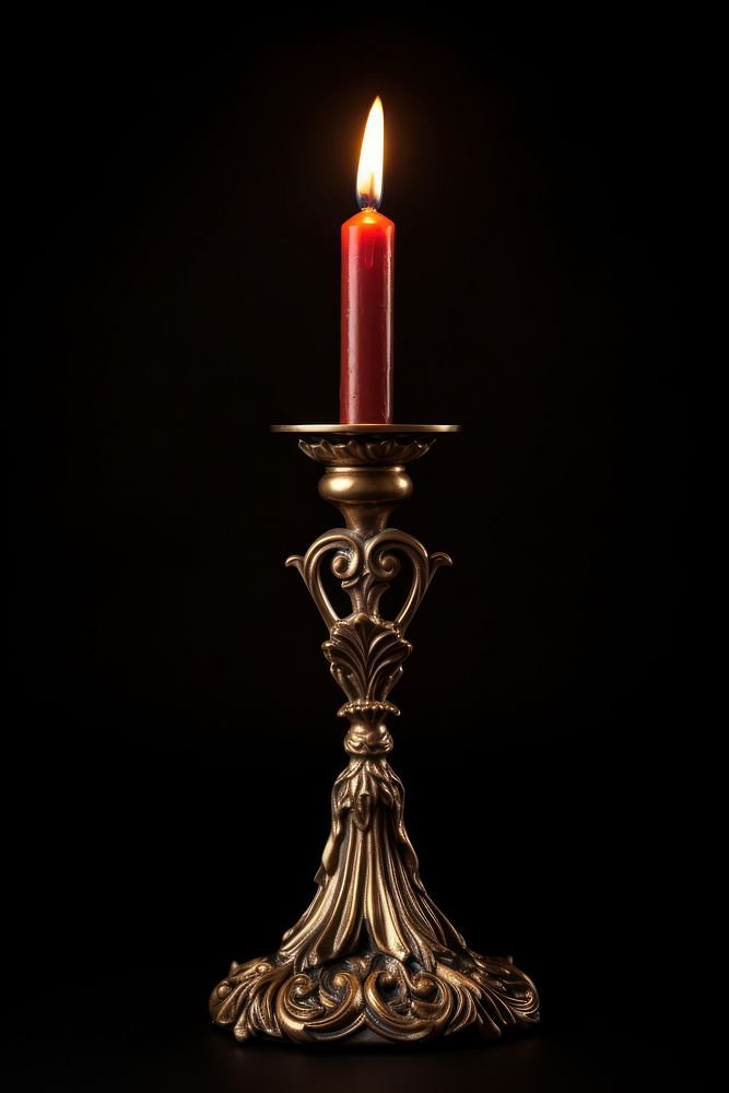 A candle in a beautiful lamp black background spirituality illuminated. AI generated Image by rawpixel.