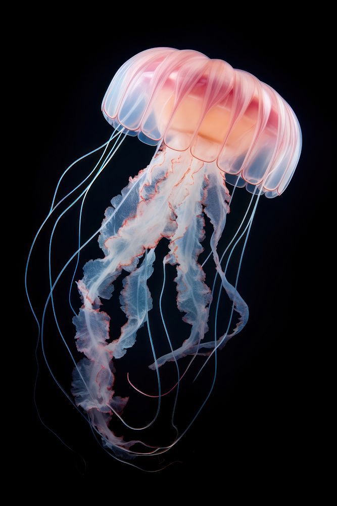 A Sea Moon jellyfish floating animal sea. AI generated Image by rawpixel.