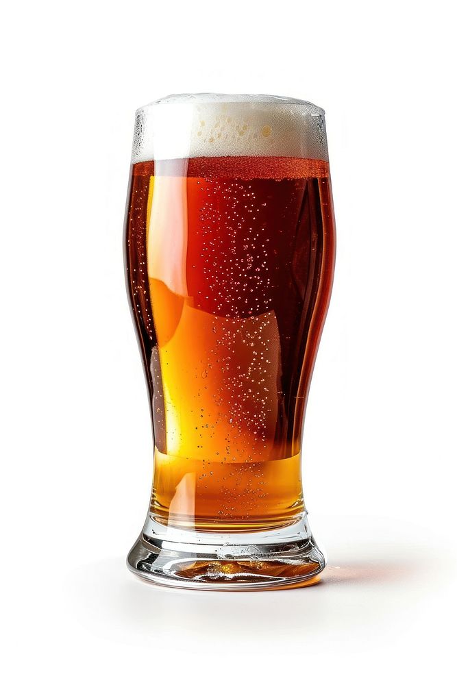 A craft beer glass drink lager white background.