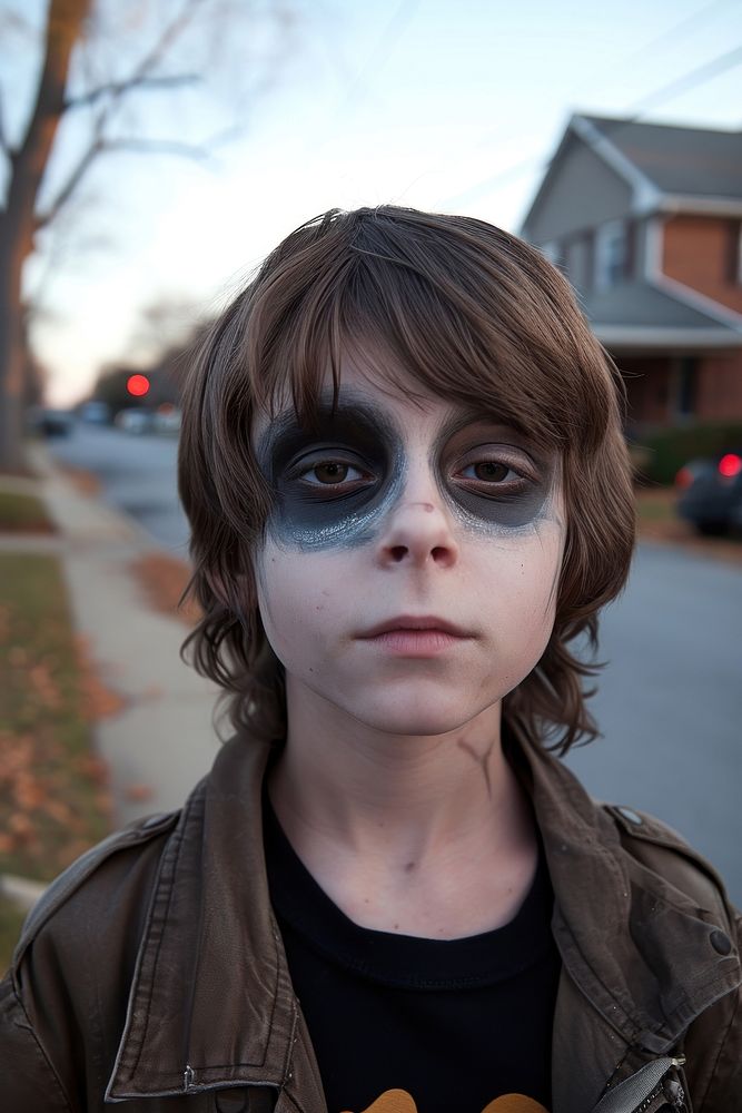 Kid spooky photography portrait costume.