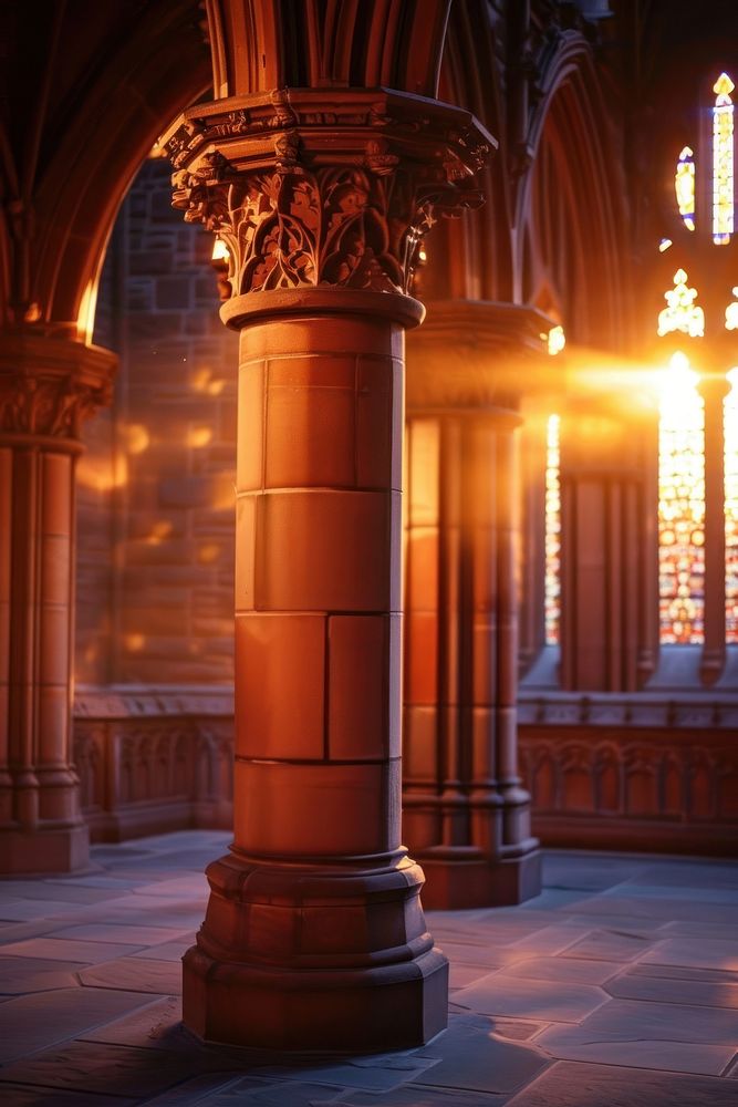 Random gothic of pillar architecture column light.