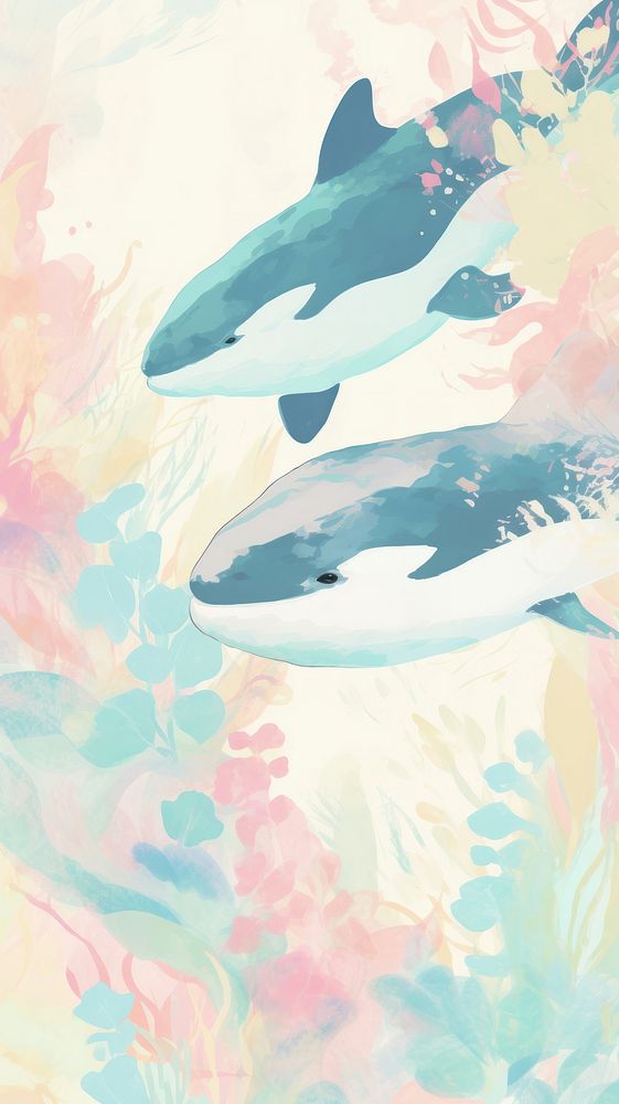 Cute orca backgrounds painting drawing.