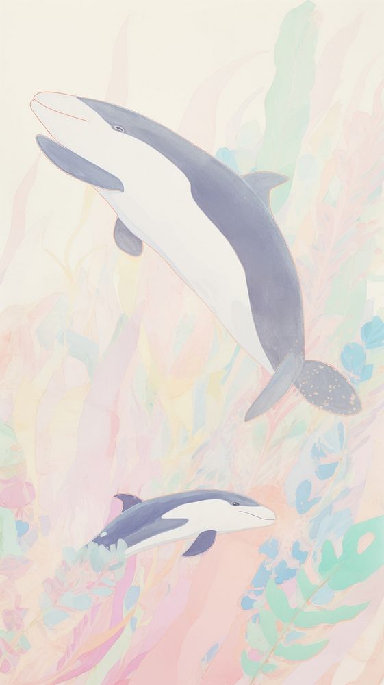 Cute orca backgrounds drawing animal.