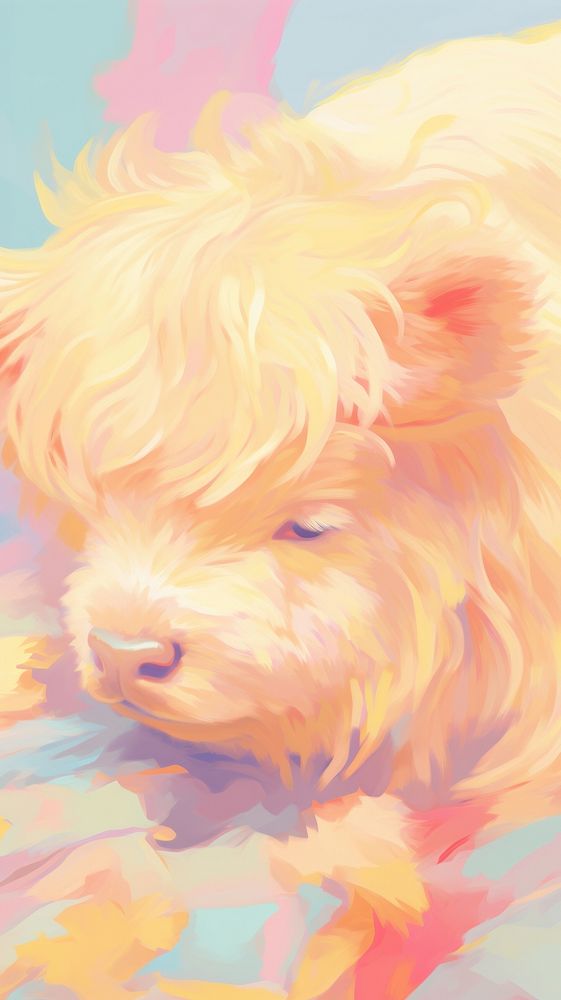 Baby highland cow backgrounds painting drawing.
