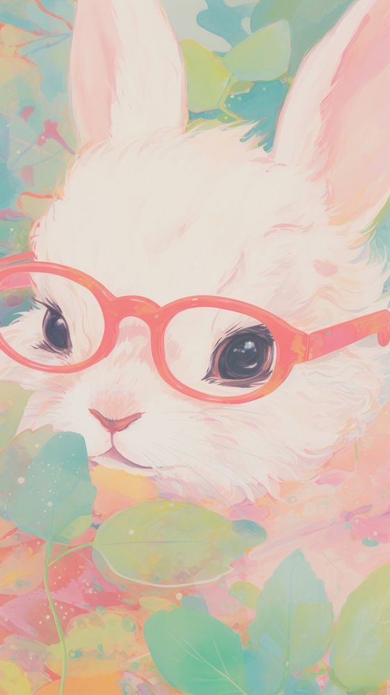 Black rabbit glasses backgrounds painting.