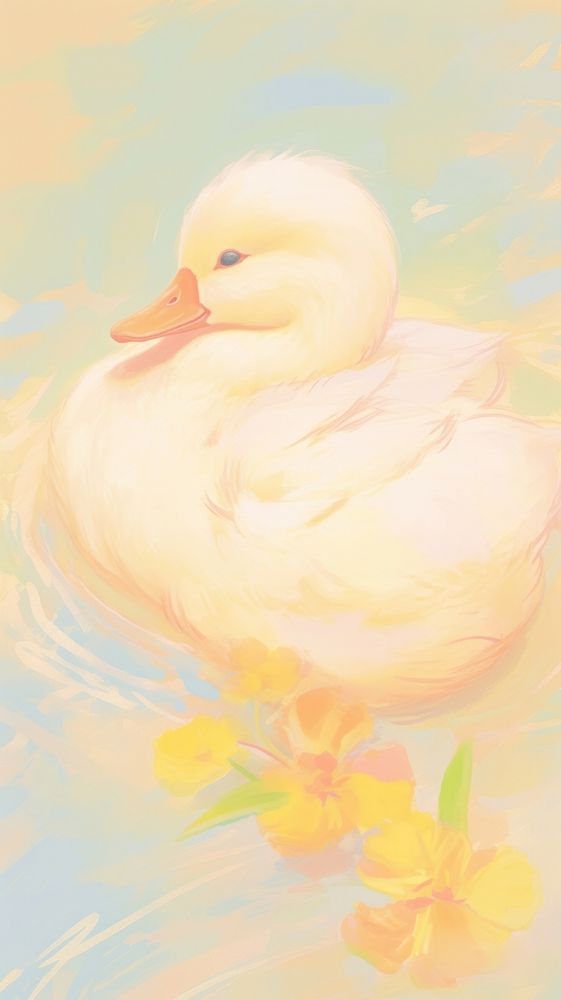 Cute duck painting outdoors drawing.