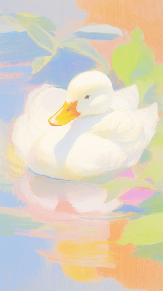 Cute duck painting drawing animal.