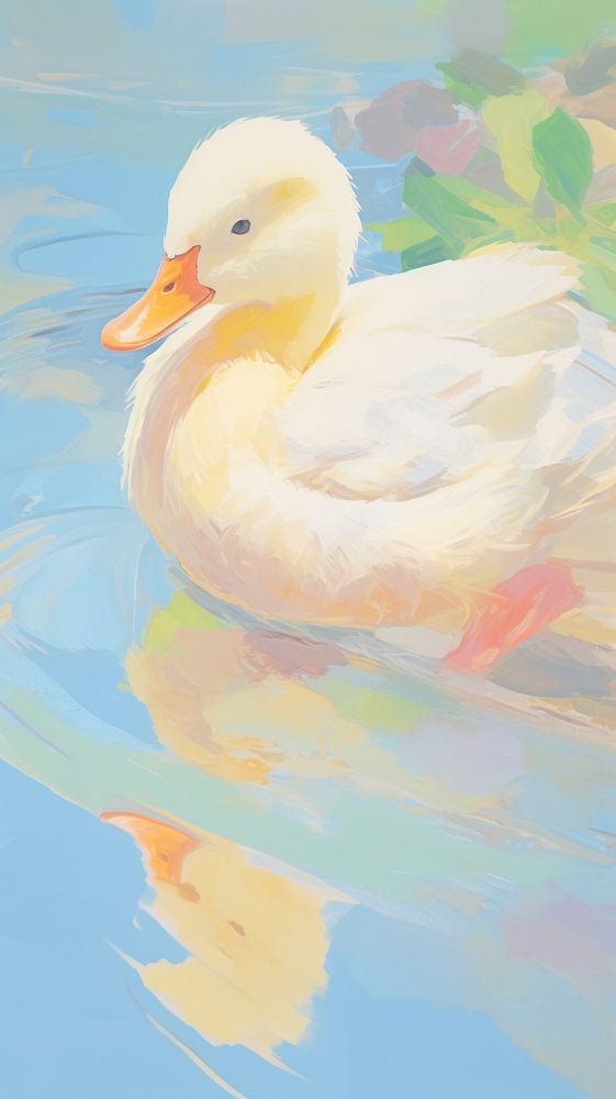 Cute duck painting animal bird.