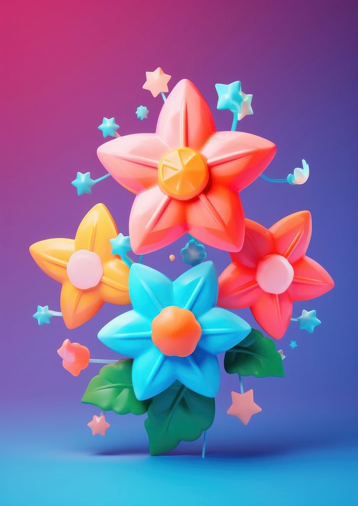 Icon star with flowers nature plant art.