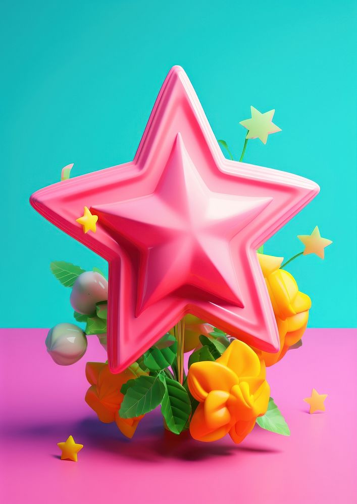Icon star with flowers plant celebration creativity.