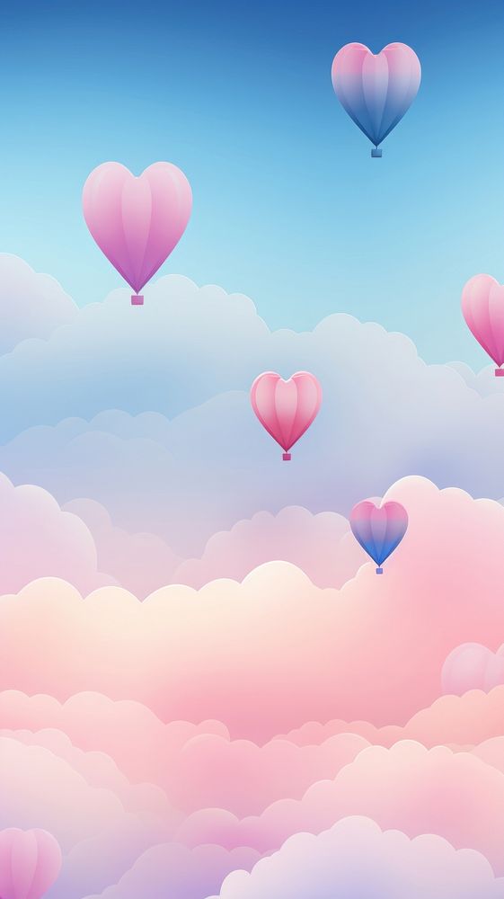 Balloon backgrounds aircraft heart. AI generated Image by rawpixel.