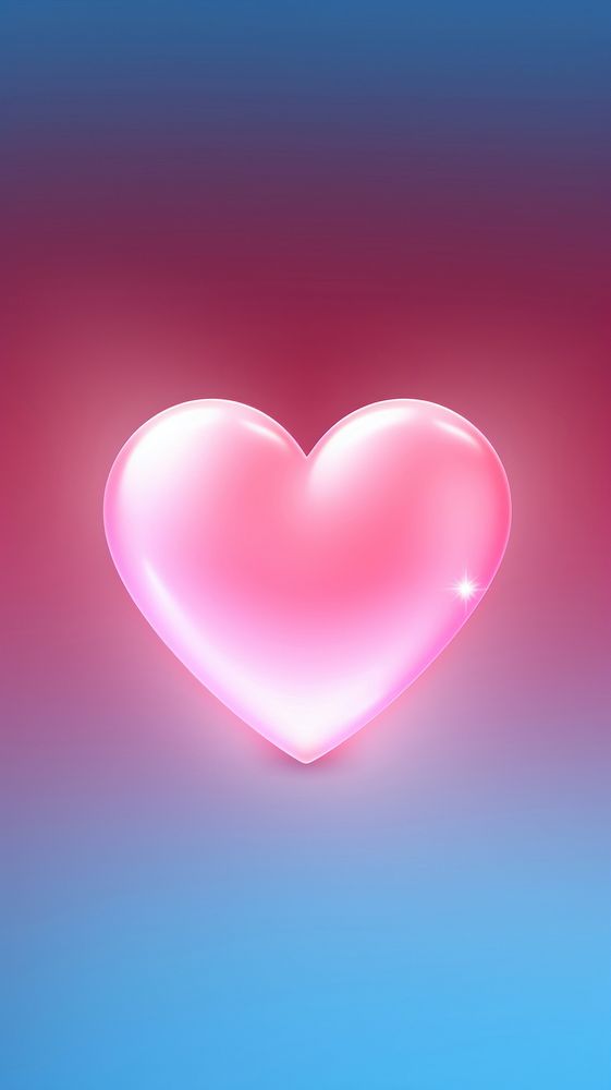 Pastel neon heart abstract red illuminated. 