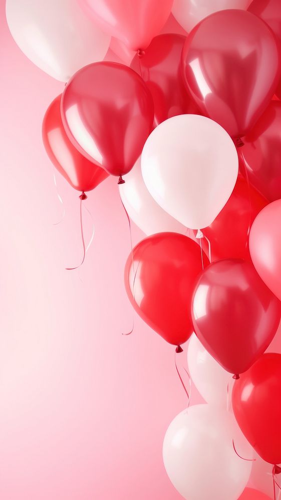 Red and pink balloons room backgrounds celebration anniversary. AI generated Image by rawpixel.