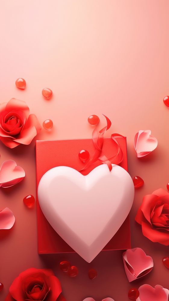 Red heart paper decoration and gift box and rose celebration medication passion. AI generated Image by rawpixel.