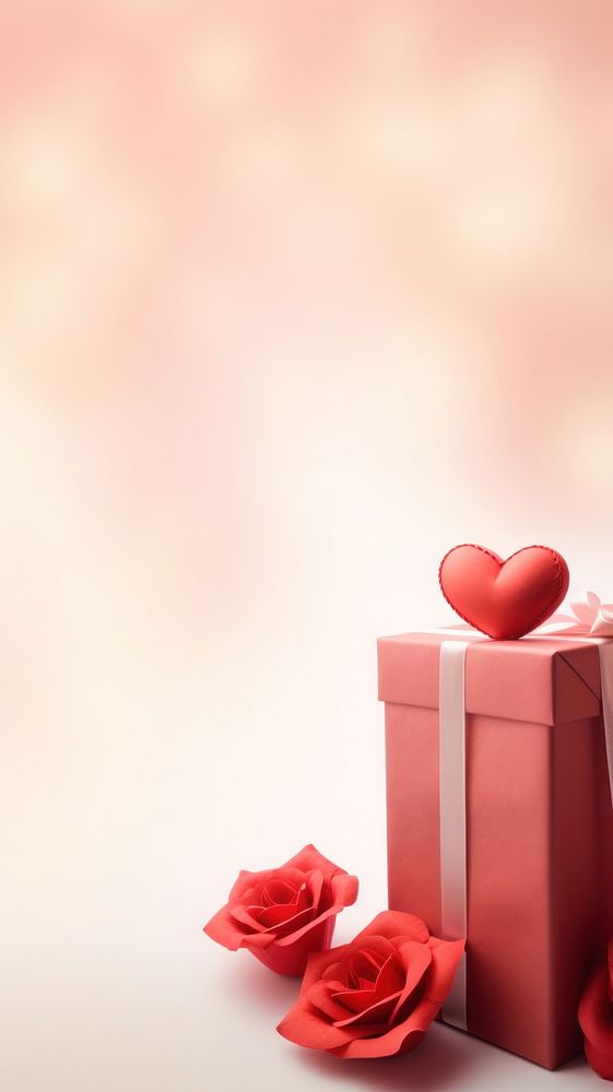 Red heart paper decoration and gift box and rose flower plant celebration. AI generated Image by rawpixel.