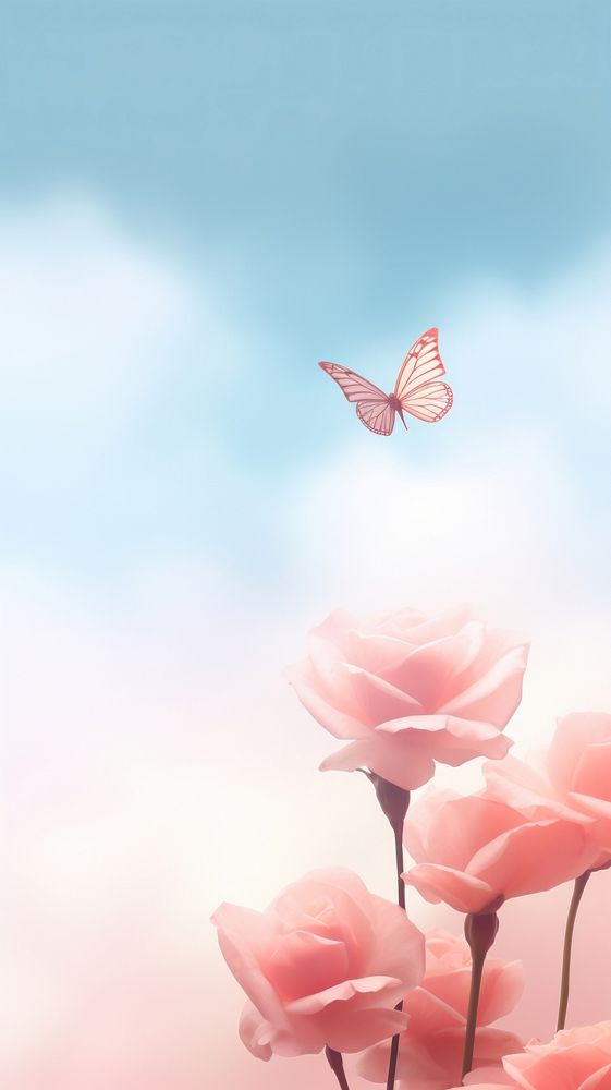 Butterfly rose outdoors flower. AI generated Image by rawpixel.
